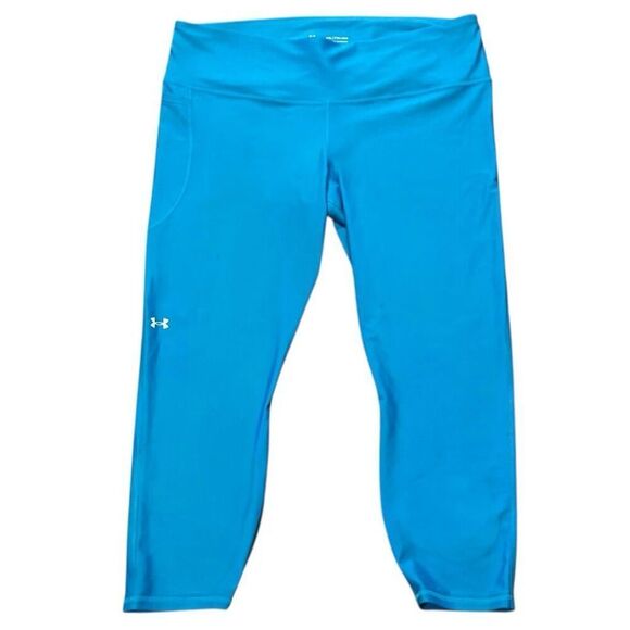 Under Armour UA Blue HeatGear High No-Slip Waistband Ankle Leggings Size XXL - Picture 4 of 11